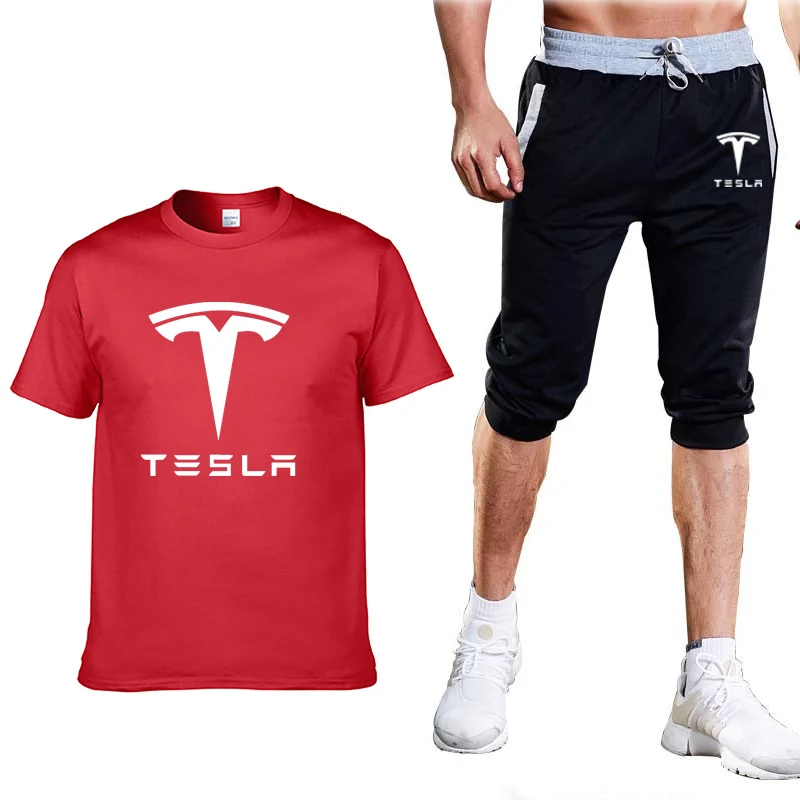Tesla Men Summer T Shirts Pants suit 5