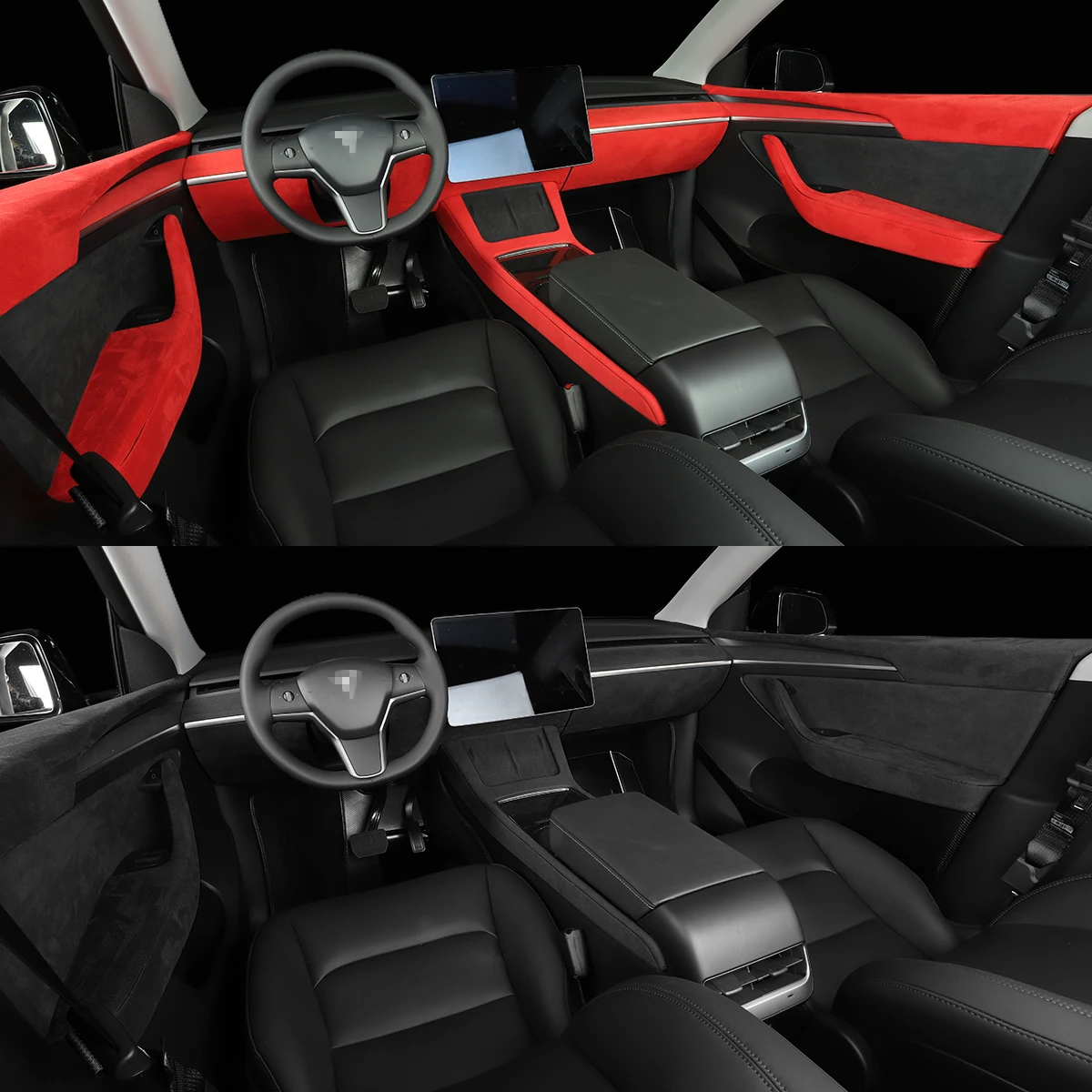 Interior Modification Door Central Control Dashboard Suede Sticker 3