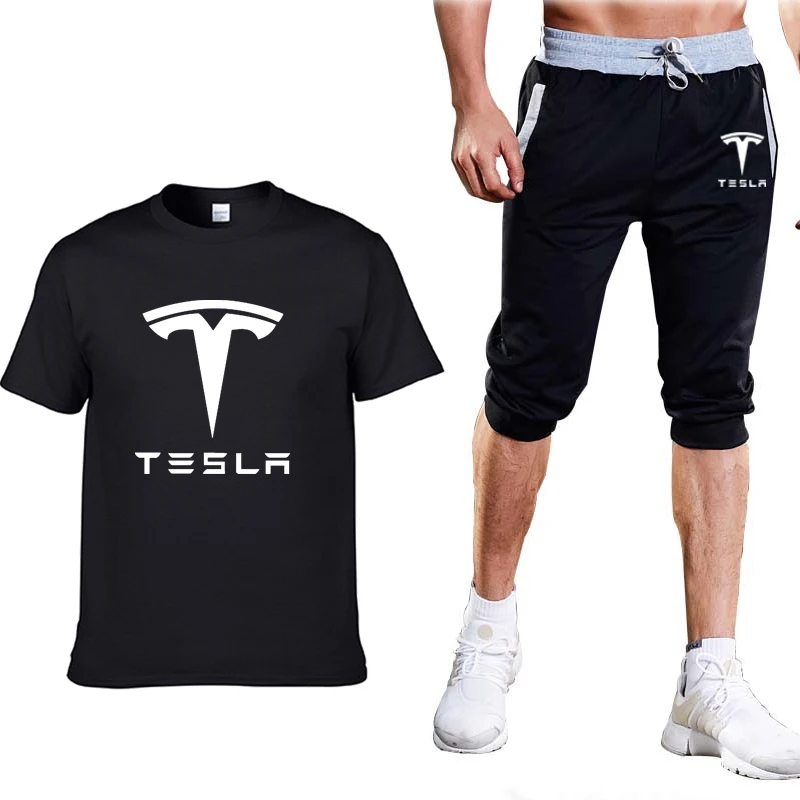 Tesla Men Summer T Shirts Pants suit 2
