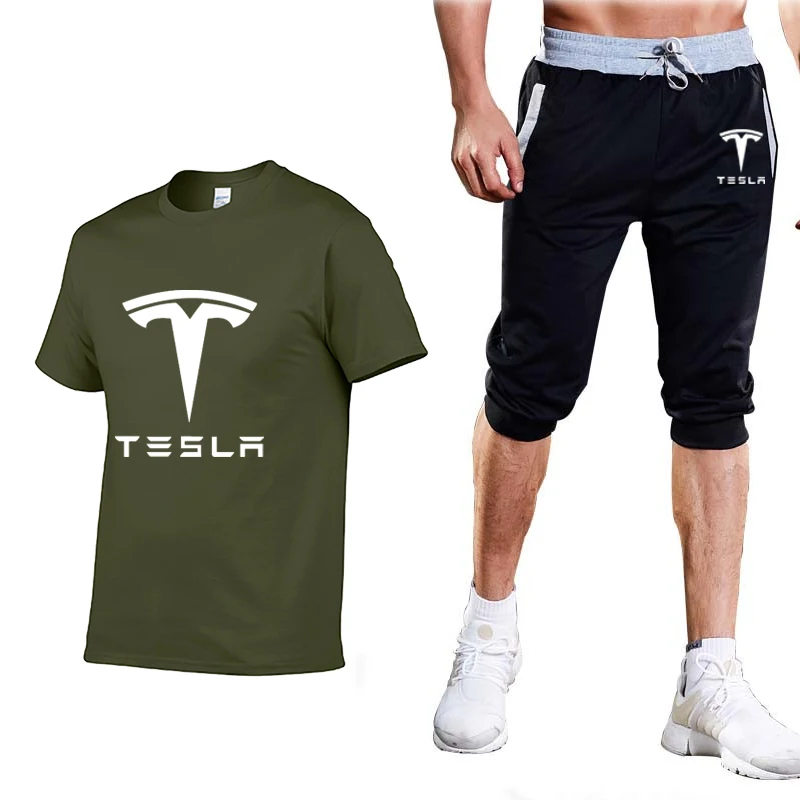 Tesla Men Summer T Shirts Pants suit 6