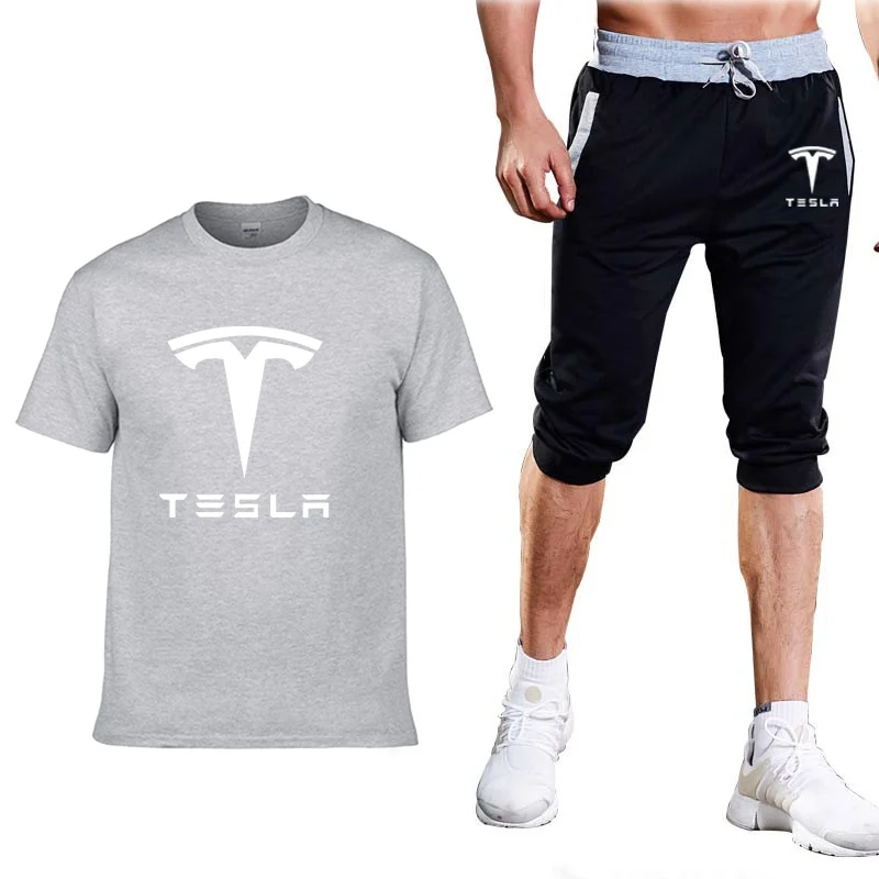 Tesla Men Summer T Shirts Pants suit 4