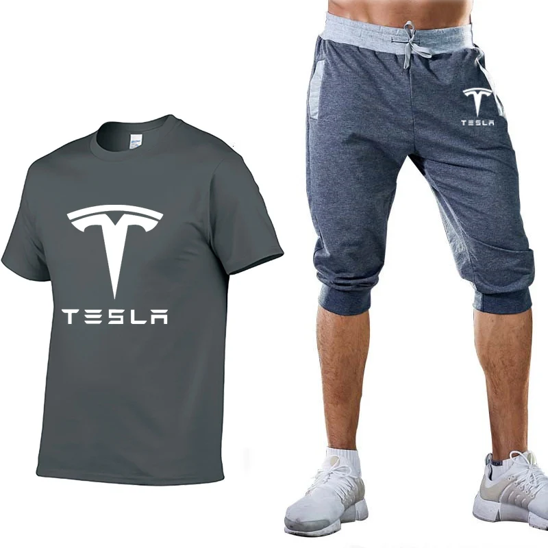 Tesla Men Summer T Shirts Pants suit 1
