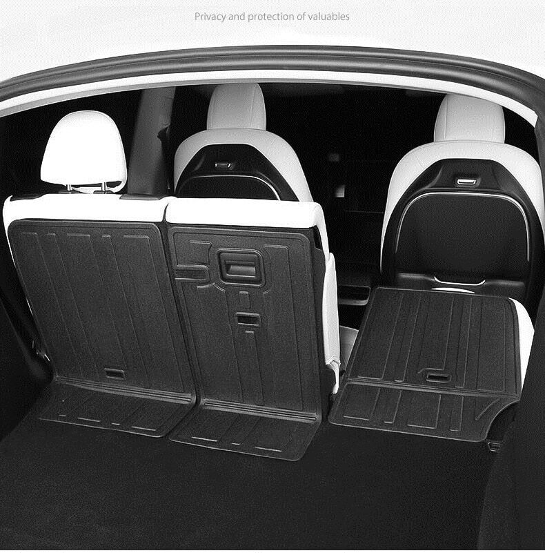 For Tesla Model Y 7-Seater 2021 2022 TPE Trunk Mat & Seats Anti-Kick Protector Cargo Liners Car Boot Frunk Lower Compartment Mat 4