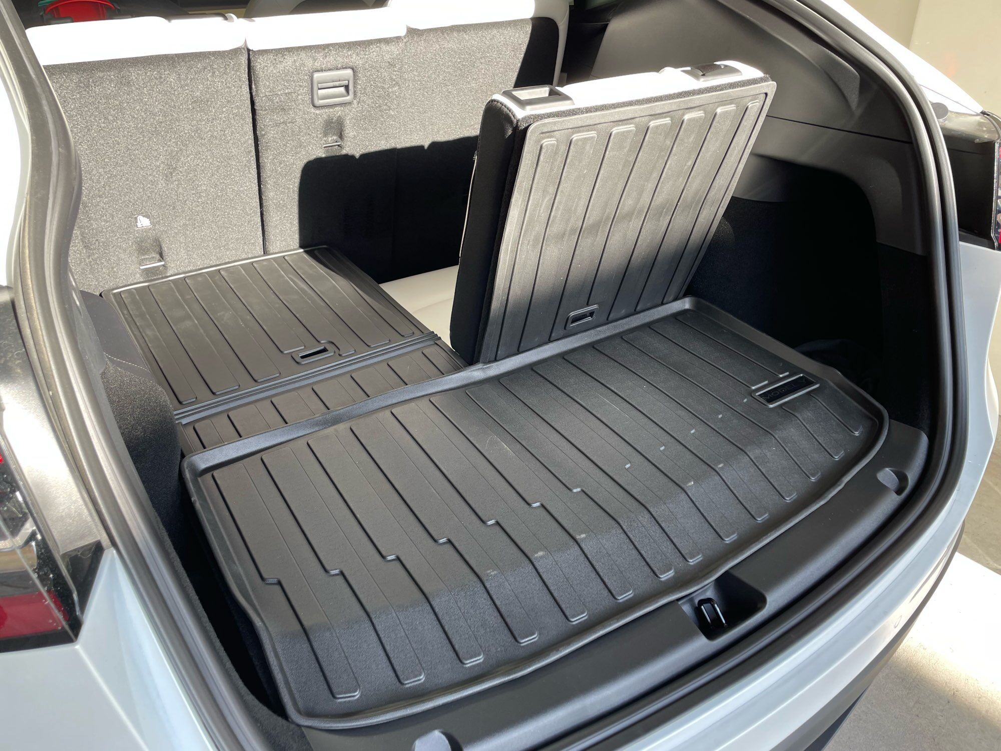 For Tesla Model Y 7-Seater 2021 2022 TPE Trunk Mat & Seats Anti-Kick Protector Cargo Liners Car Boot Frunk Lower Compartment Mat 3
